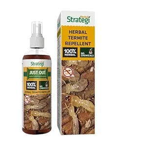 Herbal Strategi JustOut Herbal Termite Repellent | Room Spray | Completely Herbal | Termite Repellent Spray | Made with Lemongrass, Cedarwood & Neem| Eco-friendly & Biodegradable | Irritant-Free, Chemical-Free |Baby-Safe, Skin-Safe, Plant-Safe | 100mL