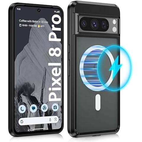 MIUOLV for Google Pixel 8 Pro Case, Compatible with MagSafe Charging & Accessories, Magnetic Case for Pixel 8 Pro, Translucent Matte Back Anti-Fingerprint Anti-Scratch Shockproof Protective Phone Case Cover