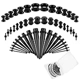Okxiri 50 Pcs Ear Stretching Kit, Acrylic Gauges for Ears 14G-00G, Lightweight Tapers+ Plugs+ Silicone Tunnels, Gauge Stretching Kit, Piercing Earring Jewelry, for Men, Women, Starter Expanders