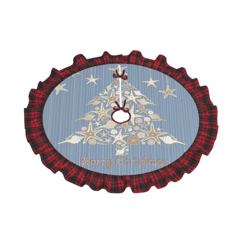 Jupe de sapin de Noël coquillage tapis rustique à pompons - 8