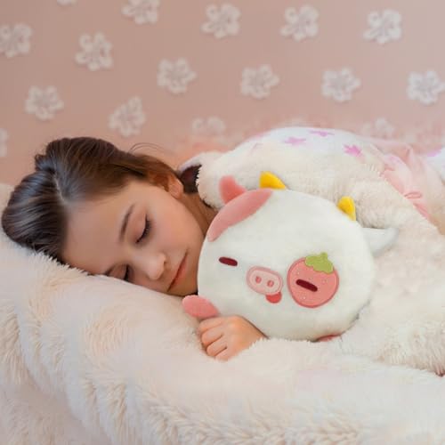 Image of Mewaii Strawberry Cow Plush Kawaii Plushies, Ultra-Soft Feel, 8 in | Strawberry Cow Design, 8 in Portable Size, Cuddly Plush, Gentle Machine Washable, Desk Decor, For Kids, Teens & Cow Lovers