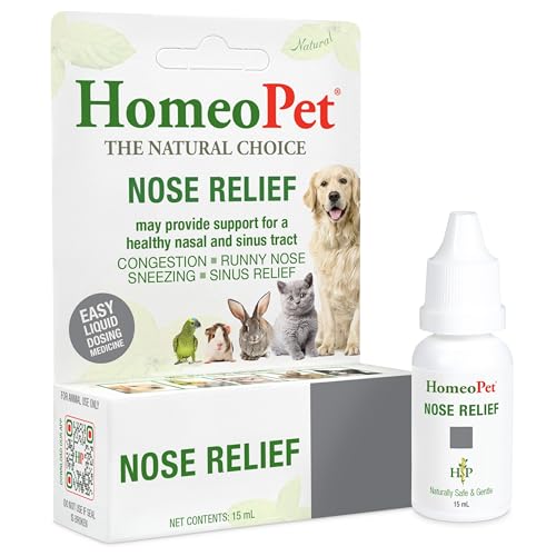 HomeoPet Nose Relief Safe and Natural Sinus Supplement for Cats Dogs and Small Pets Nasal Support 15 Milliliters