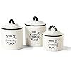 American Atelier Canister Set 3-Piece Ceramic Jars in Small, Medium, Large with Airtight Lids for Cookies, Candy, Coffee, Flour, Sugar, Rice, Pasta, Cereal & More (Happy Place)