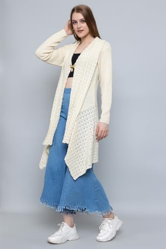 Image of Wear lusso Women's Woolen V-Neck Open Front Shrug Cardigan | Long Sleeve Winter Sweater for Girls & Ladies | Stylish Warm Outerwear in Trendy Colors
