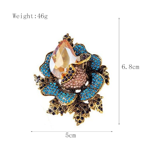Image of Rhinestone Flower Brooch For Women Crystal Rose Flower Brooch Pin Big Size Rhinestone Crystal Flowers Broochs Stylish Rhinestone Rose Flowers Pin Elegant Clothing Hat Bag Accessories