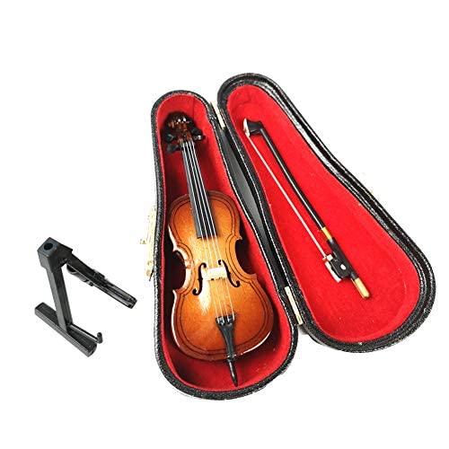 Alano Wood Miniature Cello With Stand And Bow,Mini Musical Instrument,Mini Musical Ornament Christma Gift #TOP2