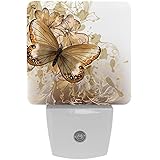 2 Pack Butterfly Night Light for Kids, Floral Butterfly Night Light Plug into Wall Decor, Dusk to Dawn Sensor LED Night Light for Girls Boys Kids Room, Bathroom, Bedroom Decor