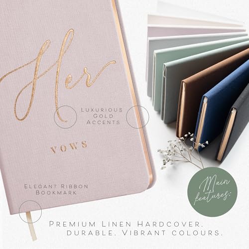 Image of ARTESORI Vow Books His and Hers - Linen Wedding Vow Books Perfect as Bride & Groom Gifts, Wedding Registry Ideas - His & Hers Gifts Wedding Vow Book - Wedding Essentials & Accessories [Blush & Grey]