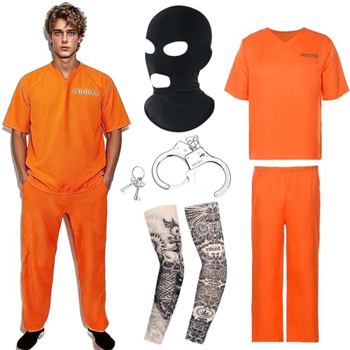 FCYQSD Prisoners Costume Orange Prisoner for Halloween Party (XL)