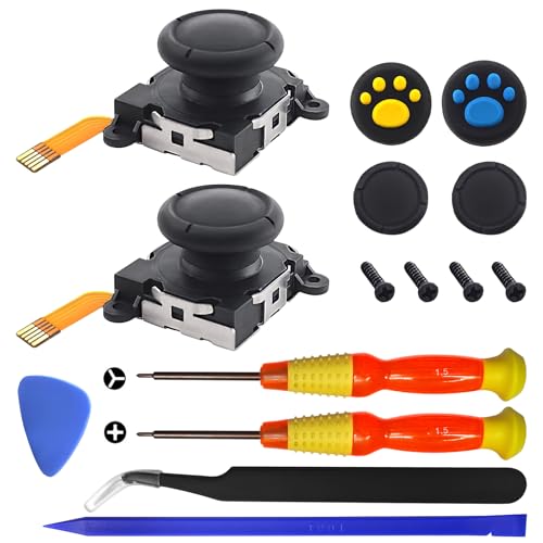 2 Pack Switch, Switch OLED, Switch Lite Hall Sensor Joystick replacement for Nintendo Switch/Switch OLED Model/Switch Lite Joy-Con Controller Joystick replacement + Y1.5, Cross Screwdriver, Pry Tools