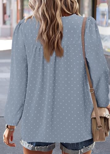 BETTE BOUTIK Womens Boho Fall Long Sleeve Shirts Crewneck Dressy Casual Blouses Trendy Flowy Tops