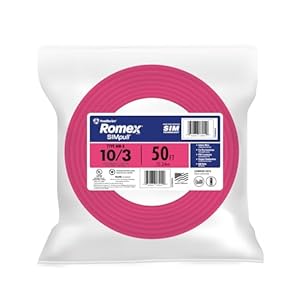 Southwire Romex SIMpull Electrical Wire 10 Gauge, 3 Conductors, 50 Ft, NM-B, Pink, 63948522
