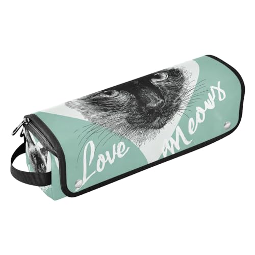 Bolsa de Viaje para Herramientas de Cabello con Tapete Resistente al Calor Impermeable y Organizador para Plancha, Rizador y Accesorios de Cuidado Capilar, Diseño Gato Siamés para Mujeres miniatura 1