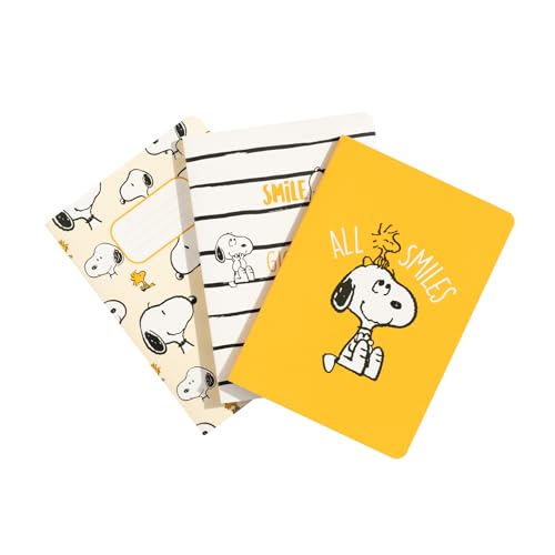 Grupo Erik A6 Notebook Set - Snoopy Gifts | 3 A6 Notebooks - Lined, Plain, Dotted - 32 sheets (64 pages) | Snoopy Stationery Gifts Under 15 Pounds, Gifts For Dog Lovers