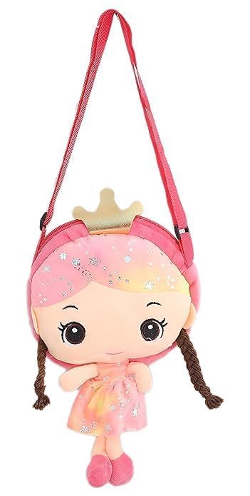Soft Fabric Doll Shape Sling Cross Body Bag for Kids Girls Nursery Travelling Picnic Backpack for Kids Girls Soft Plush Material Zipper (Color: Pink Size : 15 x 18 cm)-image-7