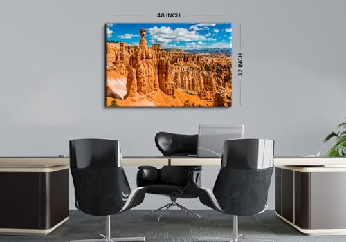 Image of Bryce Canyon National Park Canvas Wall Art Utah Beautiful Orange Mountain Photograph Picture Home Decor for Living Room Bedroom Office Wall Decoration Modern Artwork Framed Ready to Hang 32x48 inch