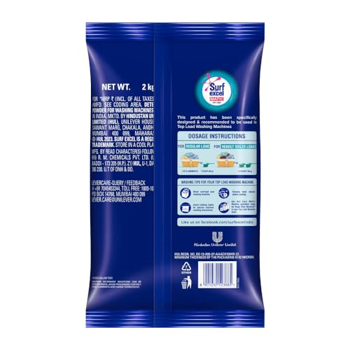 Image of Surf Excel Matic Top Load Detergent Washing Powder 2 kg|| Specially designed for Tough Stain Removal on Laundry in Washing Machines
