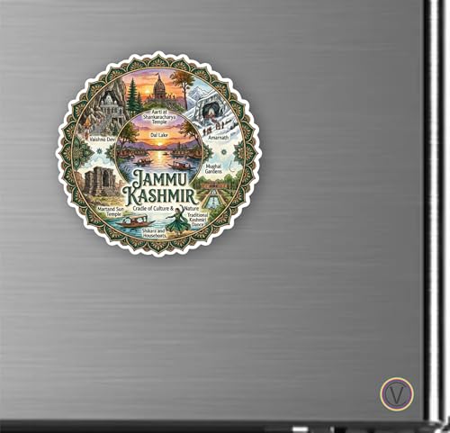 Image of Jammu Kashmir Textured Finish Acrylic Fridge Magnet | UV Texture Printed, Stylish Multicolor Magnet for Fridge, Wardrobe & Metal Surfaces, Pack of 1 (Jammu Kashmir)