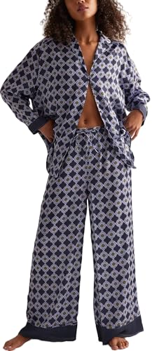 Image of LILTWIST Silk Satin Pajamas Set for Women 2 Piece Floral Pjs Wide Leg Lounge Pants Set Long Sleeve Button down Pj Shirts Set