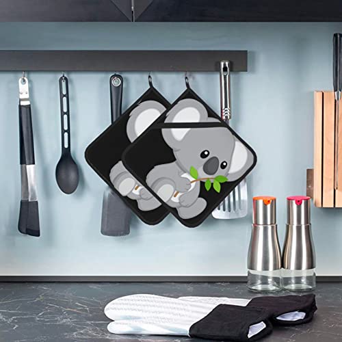 Green Leaf Koala Pot Holders Sets Of 2 Heat Resistant Non-Slip Potholder For Microwave Cooking Baking Oven End Dishes And Bbq #TOP6