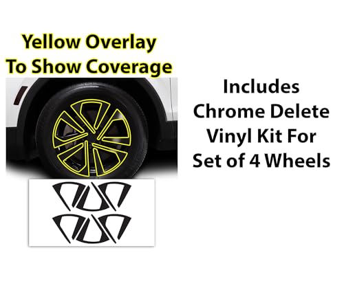 Image of BOGAR TECH DESIGNS for Volkswagen Tiguan 2018-2024 Wheel Rim Chrome Delete - Precut Vinyl Trim Overlay, Gloss Black Blackout Look