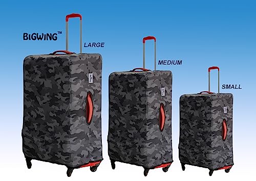 Image of BIGWING Protective Cover Camouflage Print In Polyester Fabric For SMALL, MEDIUM & LARGE (20'-24'-28' Inch 55-65-75 cm) Soft Luggage Trolley Bag Cover COMBO Pack Of 3 (Fitts Only On Fabric Trolley Bag)