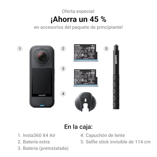 Miniatura 2 de Insta360 X4 Air Negro Grafito Paquete De Principiante - Cámara 165 G Con Resolución 8k Y 360 , Efecto Selfie Stick Invisible, Lentes Reemplazables, Graba Primero Y Encuadra Después, Anti Viento