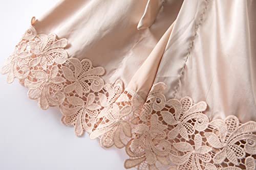 5 Pcs Bridesmaid Kimono Robe Sets Bride Silky Wedding Day Bathrobe with Lace Trim Embroidered Getting Ready3