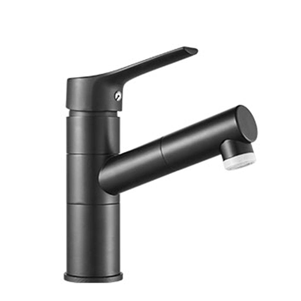 Mitigeur de salle de bain noir bas avec douchette extractible laiton