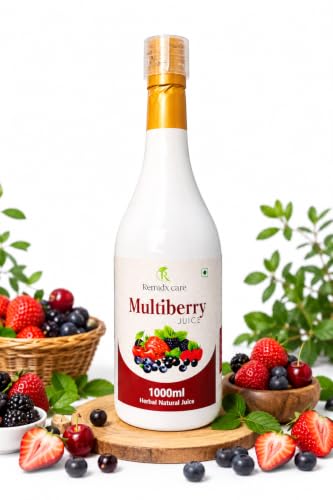 Image of Multiberry Juice 1000ml Herbal Natural Drink with Blueberry Acai Berry Goji Noni Amla Ashwagandha Green Tea Mixed Fruit Wellness Beverage for Men & Women.