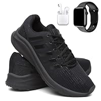 Kit Tênis Masculino Corrida e Caminhada Super Leve e Macio + Fone e Relógio Digital - Preto/36
