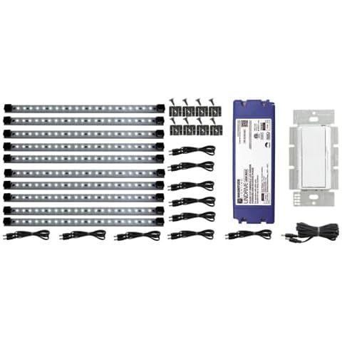 12V LED Hardwire Kitchen Light Kit | 10 Panels | Dimmable LED System Included | Cool White ~ 6000 K | Pro Series | LED | Under Cabinet Lights | 40W Transformer Cover