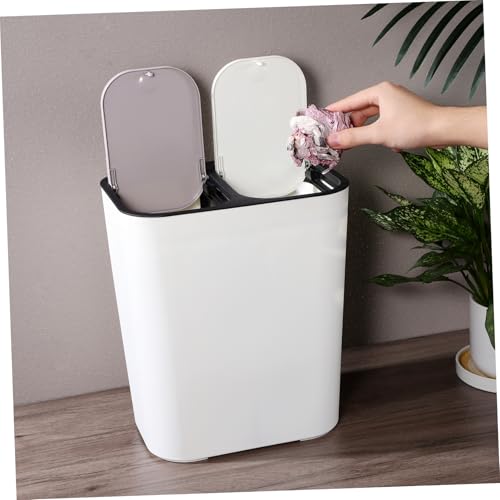 Bote de basura dual rectangular beige miniatura 4