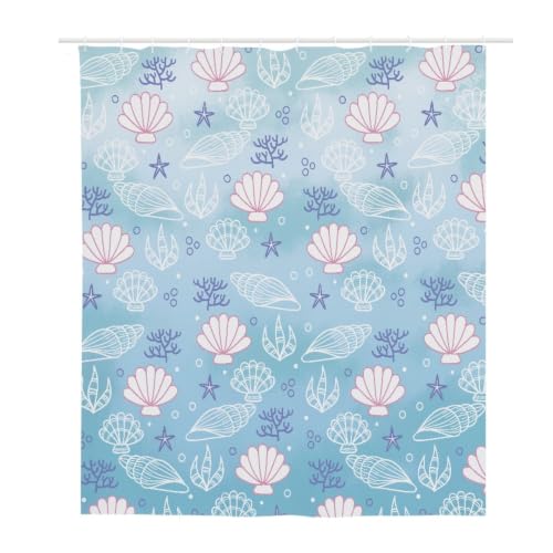Rideau de douche bleu rose 200x240 cm anti-moisissure avec crochets