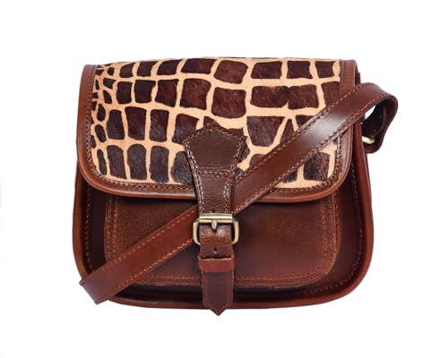Image of Celtic Women's Leather Hair-On Flap Crossbody Sling Bag - Adjustable Strap