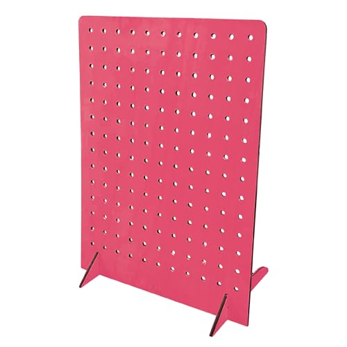 Torched Pegboard Display Stand for Jewelry, Craft Shows, Selling, Vendor Events, Tools, Peg Board Accessories Rack Organizer, XL 11.75" L x 4.3" W x 15.75" H, Pink