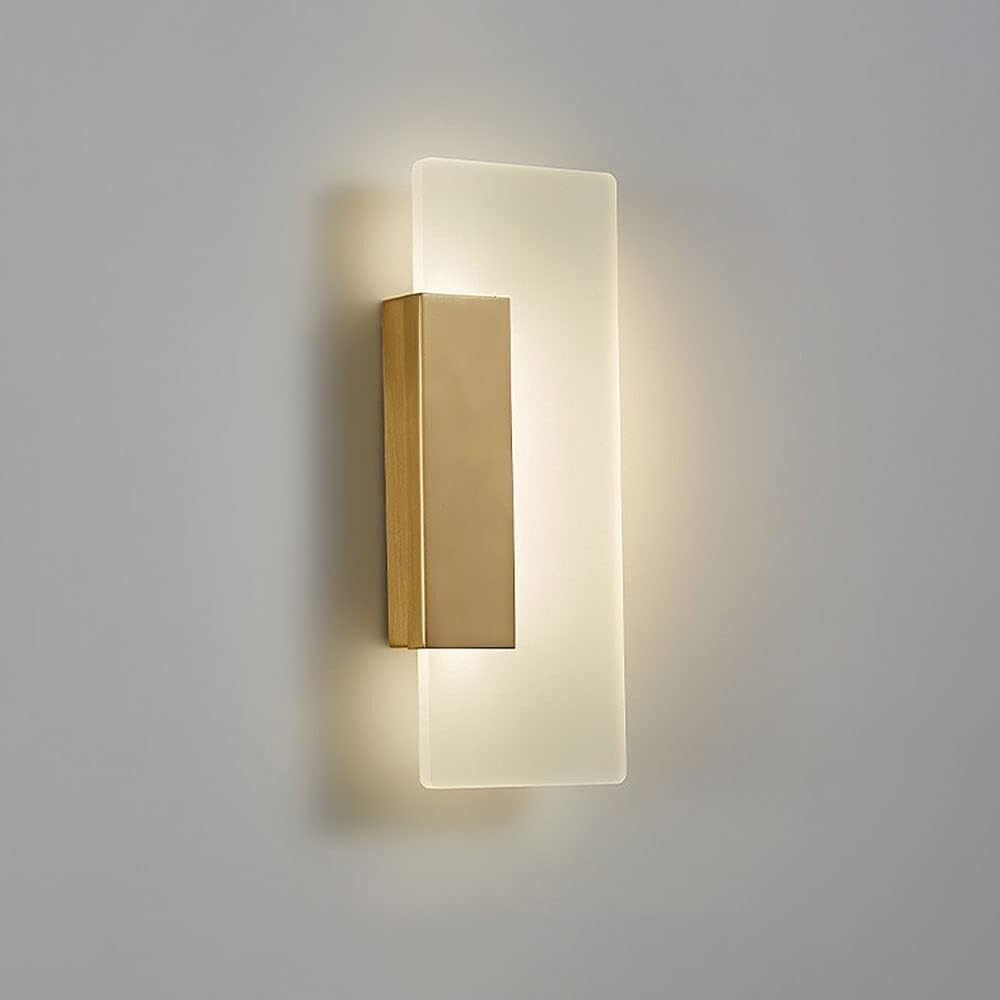 OLSKFUH Led Wall Sconce Light Acrylic Shade Modern Brass Wall Lamp, Copper Wall Lights Night Lamps Chandelier Lamps,Natural