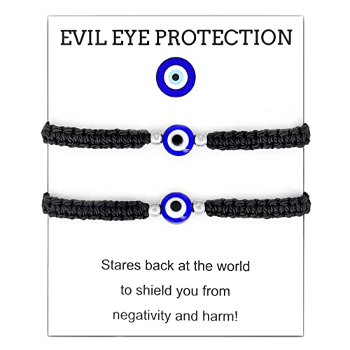 2 Pcs Evil Eye Bracelets for Women, Protection for Men Kids, Negative Energy Evil Eye Jewelry Nazar, Red and Black String Bracelet for Protection2