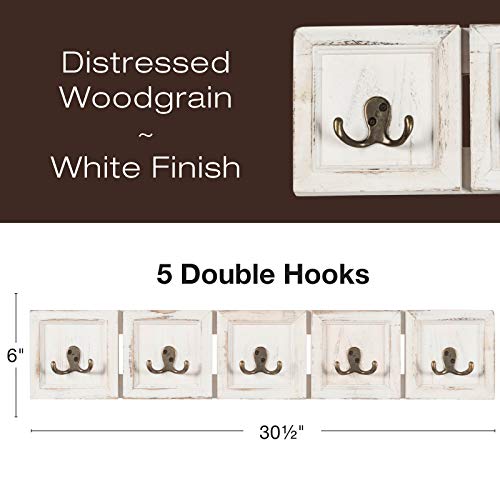 image for EXCELLO GLOBAL PRODUCTS Rustic Wall Mounted Coat Rack with 5 double ha