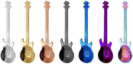 Silverware Flatware Set, 1/4/6/8 Pieces Creative 304 Stainless Steel Coffee Spoons Stainless Steel Guitar Spoon Coffee Stirring Spoon Gift Spoon (Color : Purple, Size : 8Pcs)