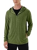 Woitury Sun Hoodie Mens UPF 50+ Full Zip UV Protection Shirt Jacket Lightweight Fall Windbreaker Olive M
