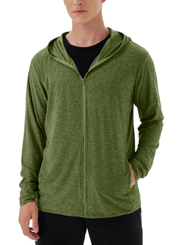 Image of Mens UPF 50+ UV Full Zip Sun Protection Hoodie Jacket With Thumb holes Cooling Lightweight Fishing Hiking Cooling Shirts men