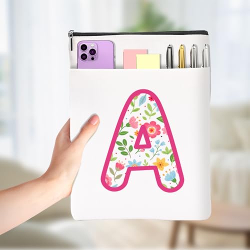 Aesthetic Floral Initial A Monogrammed Gifts Book Sleeve Capas de livro para livros à prova d'água Protetor de livros Presentes Bookish Gifts Acessórios de leitura para amantes de livros leitor avó