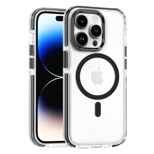 Coque iPhone 14 transparente magnétique en silicone noir anti-choc