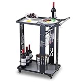 Generic Servierwagen mit 2 Regalen, Teewagen, Eisenkunst, Esszimmerwagen, Holztablett, Rollen, Werkzeugwagen für Hotel- und Restauranteinrichtungen