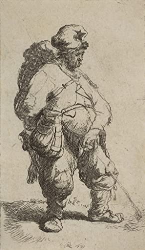 Toile Rembrandt un homme faisant de l'eau - Affiche murale pour salon 60x90cm