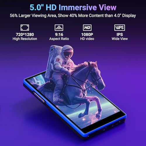 Image of MECHEN 160GB WiFi MP3 Player with Bluetooth, Android 13 and Wi-Fi Streaming, 5 inch 1080P IPS Display, preinstalled Audible, Amazon Music, Spotify, Play Store