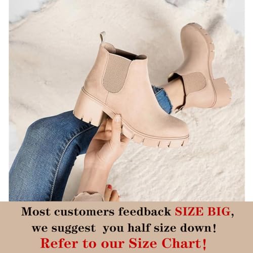 Women Chelsea Boots Comfortable Lug Sole Slip On Ankle Booties4