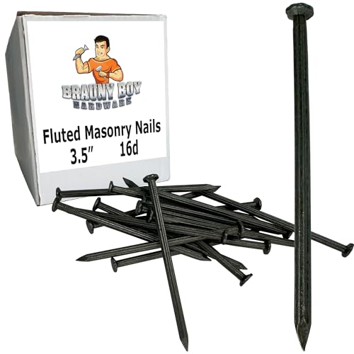 3.5” – Fluted Hardened Concrete Masonry Nails for Cinder Block, Concrete Walls, Cement Board 3.5 in (16d) -Qty (50)
