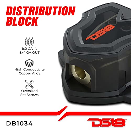 Image of DS18 DB1034 Distribution Block 1X0-GA in 3X4-GA Out for Car Amplifiers